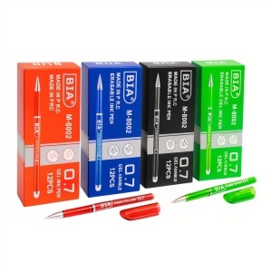 Pix cu Gel BIA M-8002, 0.7mm 144/set cu Gumă de Ștergere, Diferite Culori