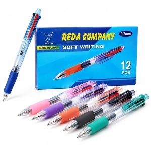 Pix Retractabil 4 în 1, 4 Culori de Pastă, 0.7mm, 12 Buc/Set, Diferite Culori