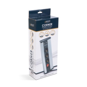 Prelungitor pentru colț - cu întrerupător - 3 x 250V, 16A - 2 x USB, 2.1A - carcasă din aluminiu - Img 2