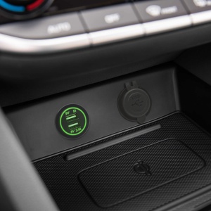 Priză încorporabilă auto USB (în locul brichetei) - LED verde - cu filet - 2 x USB - 5V-2.1A
