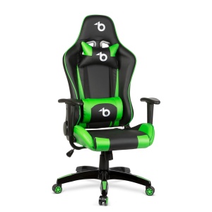 Scaun gamer - cu pernă lombară şi de cap - verde