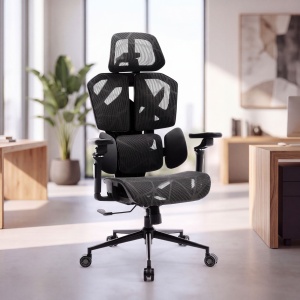 Scaun rotativ de birou TitanMesh Pro cu perne laterale - negru - 119 x 72 x 73 cm