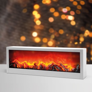Şemineu LED cu efect de flacără - alb - cu alimentare de la baterie sau USB - 60 x 10 x 20 cm - Img 3