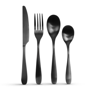 Set de tacâmuri - negru mat - 16 bucăți
