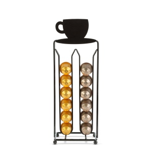 Suport metalic pentru capsule de cafea – pentru 28 capsule Nespresso – 125 x 115 x 340 mm – negru ma - Img 3