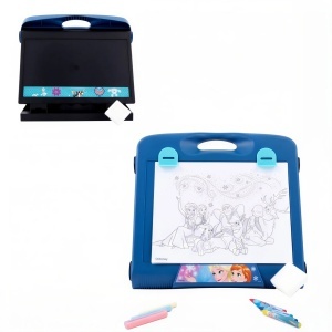 Tablă de Desen 2-în-1 pentru Copii, cu Creta și Creioane Cerate, Include 5 Foi de Desenat, Față pentru Desen și Spate Tablă pentru Creta, Model Frozen, Portabilă