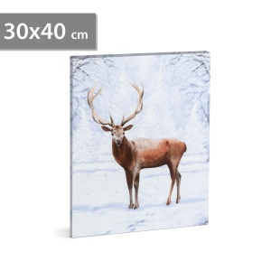 Tablou decorativ cu LED, motive ren - 2 x AA, 30 x 40 cm