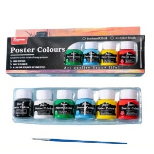 Acuarele la Borcan 25ml Poster 6/set, Diferite Culori cu Pensula 15cm