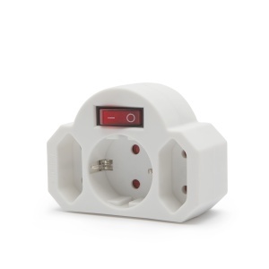 Adaptor priză - 3 prize - cu întrerupător - 250V - 16A