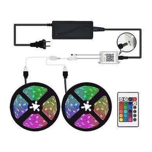 Bandă LED RGB 10 m, 540 LED-uri, rezistentă la apă, cu telecomandă și alimentator
