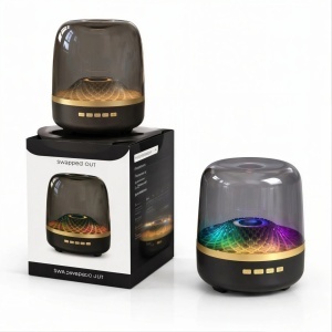 Boxă Audio Bluetooth Portabilă 13x11cm Model Cristal Acustic Mini, luminare LED Multicoloră USB