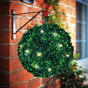 Buxus solar decorativ - suspendabil - 25 cm - 20 LED-uri alb cald - Img 3