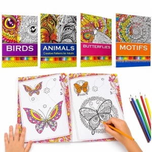 Cărți de Colorat 12/set Modele Creative 29x21cm, pentru Relaxare și Antistres A4 Diferite Modele