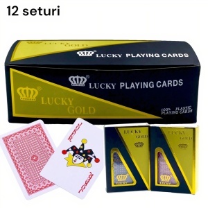 Carti de Joc 12/Set, din Plastic, Pachet Auriu