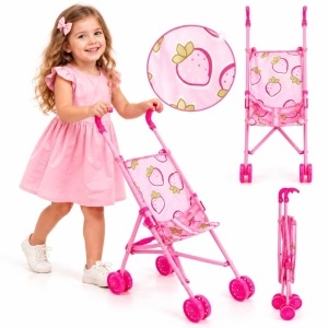 Carucior Pliabil pentru Păpuși 54×38×24cm, din Plastic, pentru Copii