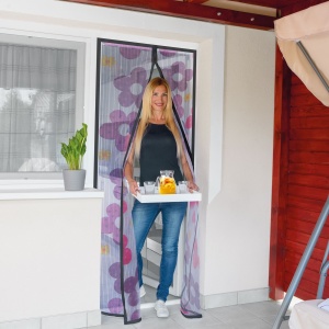 Cortina de țânțar pentru ușă - magnetic - 100 x 210 cm - culoare florală - Img 2