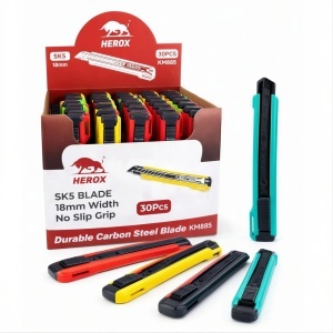 Cutter 15cm cu Lama Retractabila 18mm, Diferite Culori 30/set