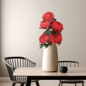 Decor plastic - crizantema - rosu - 12 x 58 cm