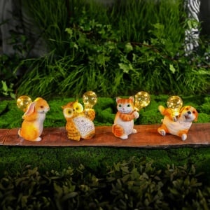 Figurine solare animale - 4 modele - 5 x LED alb cald - 15 cm