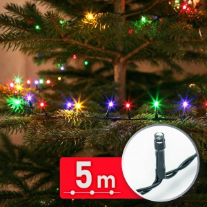 Ghirlandă luminoasă – 5 m – multicolor – 100 LED – 220–240 V – 6 W – cablu verde