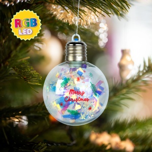Glob de Crăciun cu LED - RGB LED - transparent - plastic - 8 cm - 3 x LR44