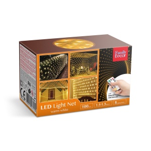 Grilă luminoasă LED - cu 100 LED-uri alb cald - 1,5 x 1,5 m - 230 V - cu telecomandă - Img 3