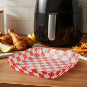 Hârtie de copt pentru Air fryer - pentru gătit fără ulei - carouri, pătrat - 23 cm - 50 bucăți / pac