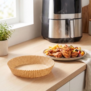Hârtie de copt pentru friteuza cu aer - utilizare la friteuza cu aer - cerc - 20 cm - 50 buc / pac
