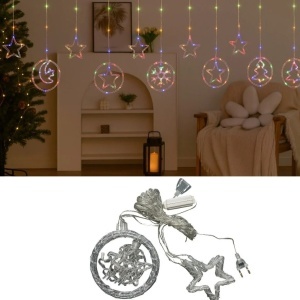 Instalație de Crăciun 4m Model Perdea, Lumini LED Multicolore, Fir Transparent, cu Mufa Conectabila prin Serie, pentru Interior și Exterior - Img 3