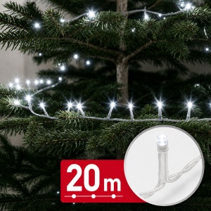 Instalație luminoasă – 20 m – alb rece – 400 LED – 220–240 V – 6 W – cablu transparent