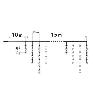 Instalație tip perdea – 15 m – alb cald – 600 LED – 100–240 V – 6 W – cablu transparent - Img 4