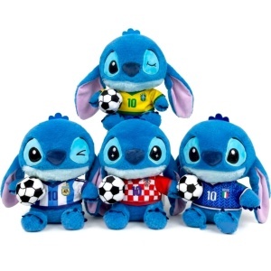 Jucărie de Pluș Stitch Fotbal 25cm, Ediția Campionatului Mondial, cu Minge de Fotbal
