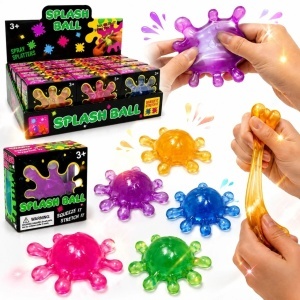 Jucărie Squishy Splash Ball 12/Set, Antistres 10cm, Slow Rising, Model Virus Splash, Stretch & Squeeze, Diferite Culori