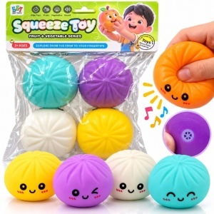 Jucarii Dumpling Squishy 8cm, din Cauciuc cu Sunete 4/Set, Moi si Compresibile, Diferite Culori