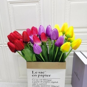 Lalele Artificiale 35cm cu 6 Flori, din Plastic Diferite Culori - Img 3