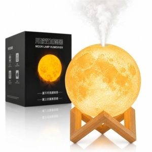 Lampa LED Luna 3D, cu Umidificator și Difuzor Aromaterapie 15cm, 3 Moduri de Iluminare, USB, Suport din Lemn - Img 3
