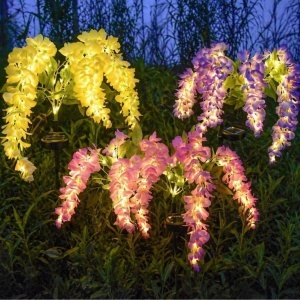Lampă Solară LED 2/set, Model Flori Căzătoare Decorative, 80cm Panou Solar Integrat, Diferite Culori