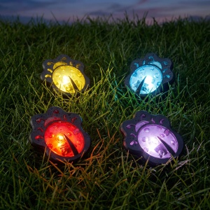 Lampă solară LED cu țăruș - gărgăriță - colorată - neagră - plastic - 9 x 9 x 8,5 cm