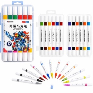Markere Acrilice 12/set in Gentuta Transparenta 14cm din Plastic, Multicolore