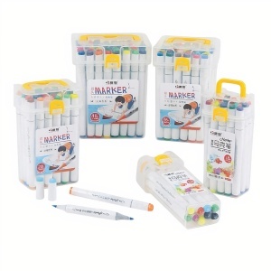 Markere Colorate 12/set, in Gentuta Transparenta 14cm din Plastic