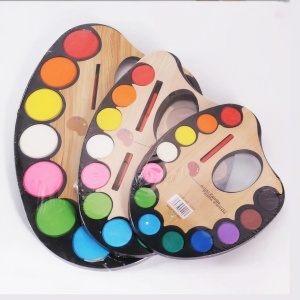 Paleta Acuarele din Plastic 21x17x12cm, Tip Pastila Mare 12 Culori cu Pensula 14cm - Img 2