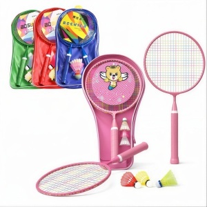 Palete Badminton 2/set cu 3 Fluturasi si o Minge 42cm, Diferite Culori