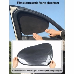 Parasolar Auto 50cm pentru Geam Lateral, 4 buc, Folie Electrostatică Opacă, Protecție UV - Img 3