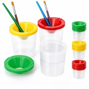 Recipient Plastic 100/Set pentru Pictura 8cm, cu Capac Suport, Diferite Culori - Img 2