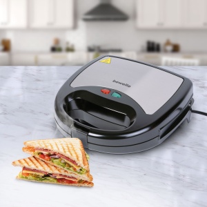 Sandwich maker 3 în 1 - 220-240V - 800W - argintiu/negru