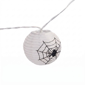 Șir luminos cu lampioane de Halloween - cu păianjeni, alb - 7,5 x 165 cm - 2 x baterii AA - Img 2