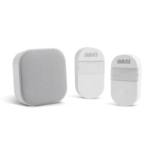 Sonerie wireless 2-în-1 și lampă de veghe - Kinetic - 2 unități exterioare - alb