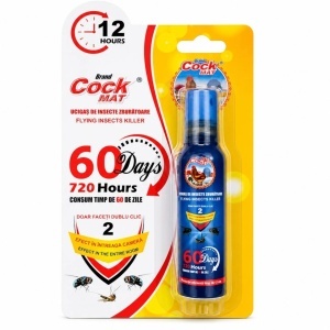 Spray Anti-Insecte Cock Mat 45ml, Acțiune Rapidă în 3 Minute, Protecție până la 60 Zile