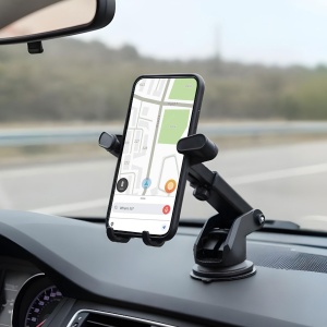 Suport telefon - cu ventuză - 102 x 97 x 98 mm - negru