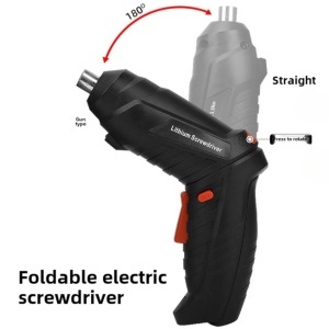 Șurubelniță Electrică Profesională 20cm cu Acumulator Lithium Rotire 180°, LED Tip Pistol (13×12cm) 45 Piese în Trusă din Plastic 16×20cm - Img 3